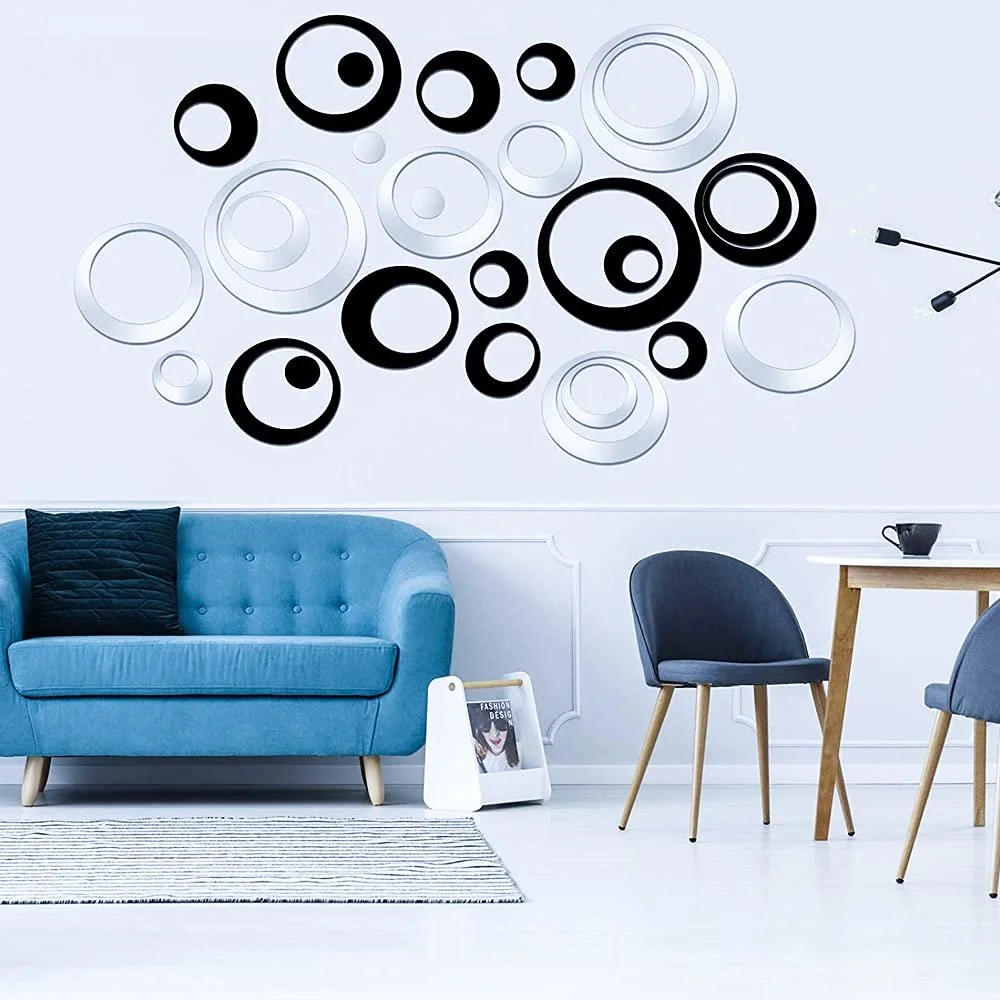 Наклейки на стіну 3D Mirror 48 шт. Акрилові Круглі Дзеркальні Сріблясті, фото №9 Наклейки на стіну 3D Mirror 48 шт. Акрилові Круглі Дзеркальні Сріблясті, фото №9