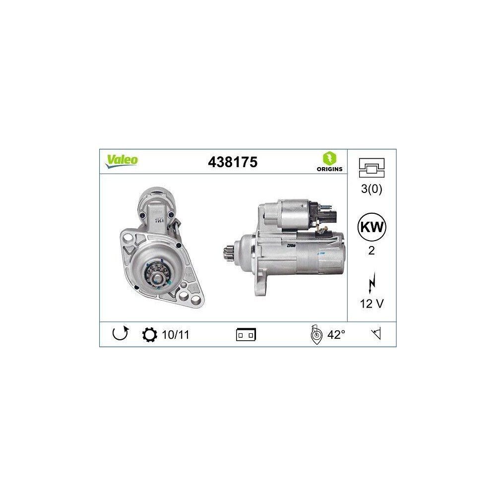 Стартер VALEO 438175 VALEO ORIGINS NEW O.E. TECHNOLOGIE для AUDI SEAT SKODA VW, фото №1