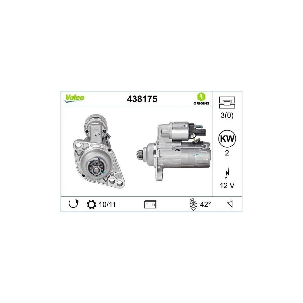 Стартер VALEO 438175 VALEO ORIGINS NEW O.E. TECHNOLOGIE для AUDI SEAT SKODA VW, фото №1