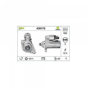 Стартер VALEO 438175 VALEO ORIGINS NEW O.E. TECHNOLOGIE для AUDI SEAT SKODA VW - Фото 1