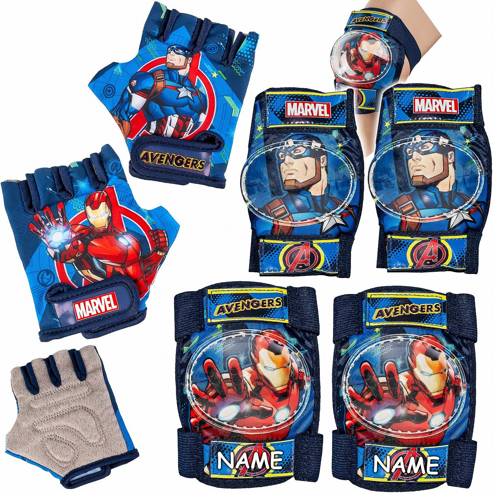 Комплект защиты Avengers: наколенники, налокотники, велосипедные перчатки, для детей от 4 до 12 лет, фото №3