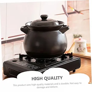 Кастрюля керамическая с крышкой термостойкая черная synthetic.ua - Фото 1