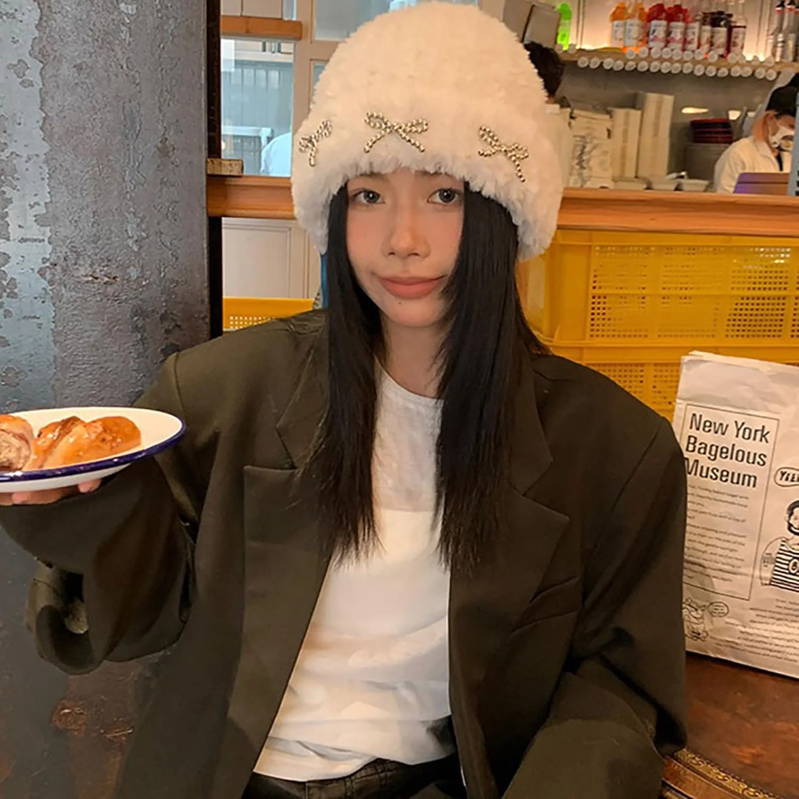 Шапка Ldabrye для дівчат-підлітків з металевим бантом В'язана, фото №2