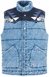 Мужская джинсовая жилетка GUESS - Western Denim Puffer Синяя - L - Фото 1