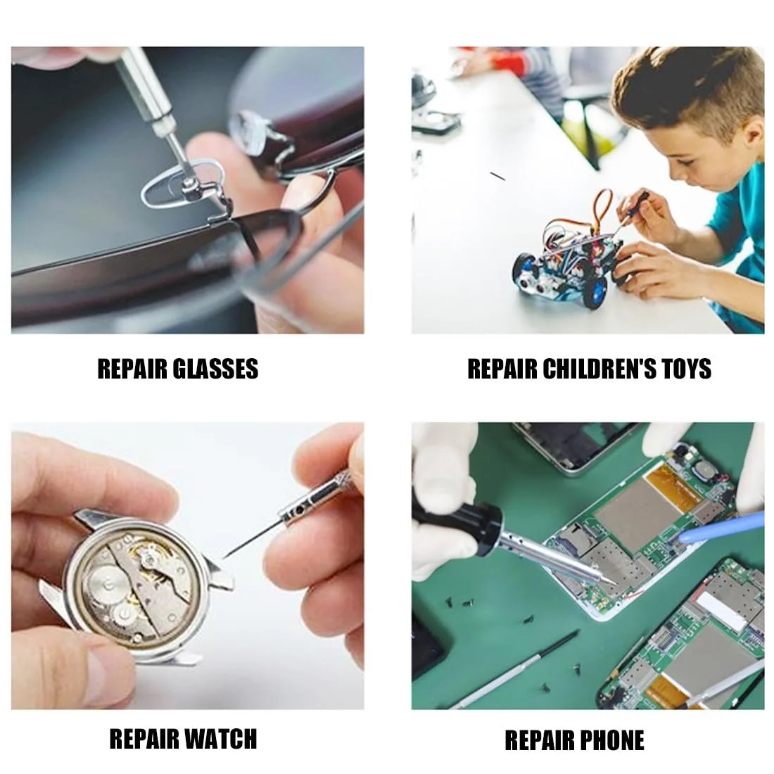 Набір BHIPKOT 2 Мінімальні окулярні викрутки Набір для ремонту окулярів 3 в 1 Нержавіюча сталь Кільце для ключів Точна маленька викрутка, фото №6