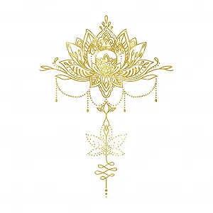 Наклейка на стіну SUPERDANT Golden Lotus Mandala Вінілова Золотиста - Фото 1