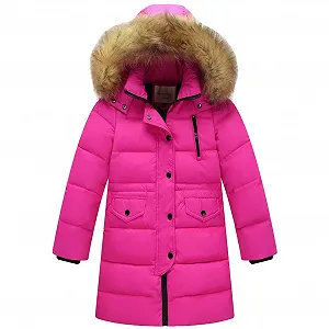 Пуховик Amropi для дівчат з хутряним капюшоном - Фото 1