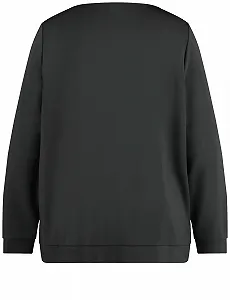 Женская Толстовка Samoon Однотонная с длинными рукавами и манжетами, украшенная бриллиантами synthetic.ua - Фото 1