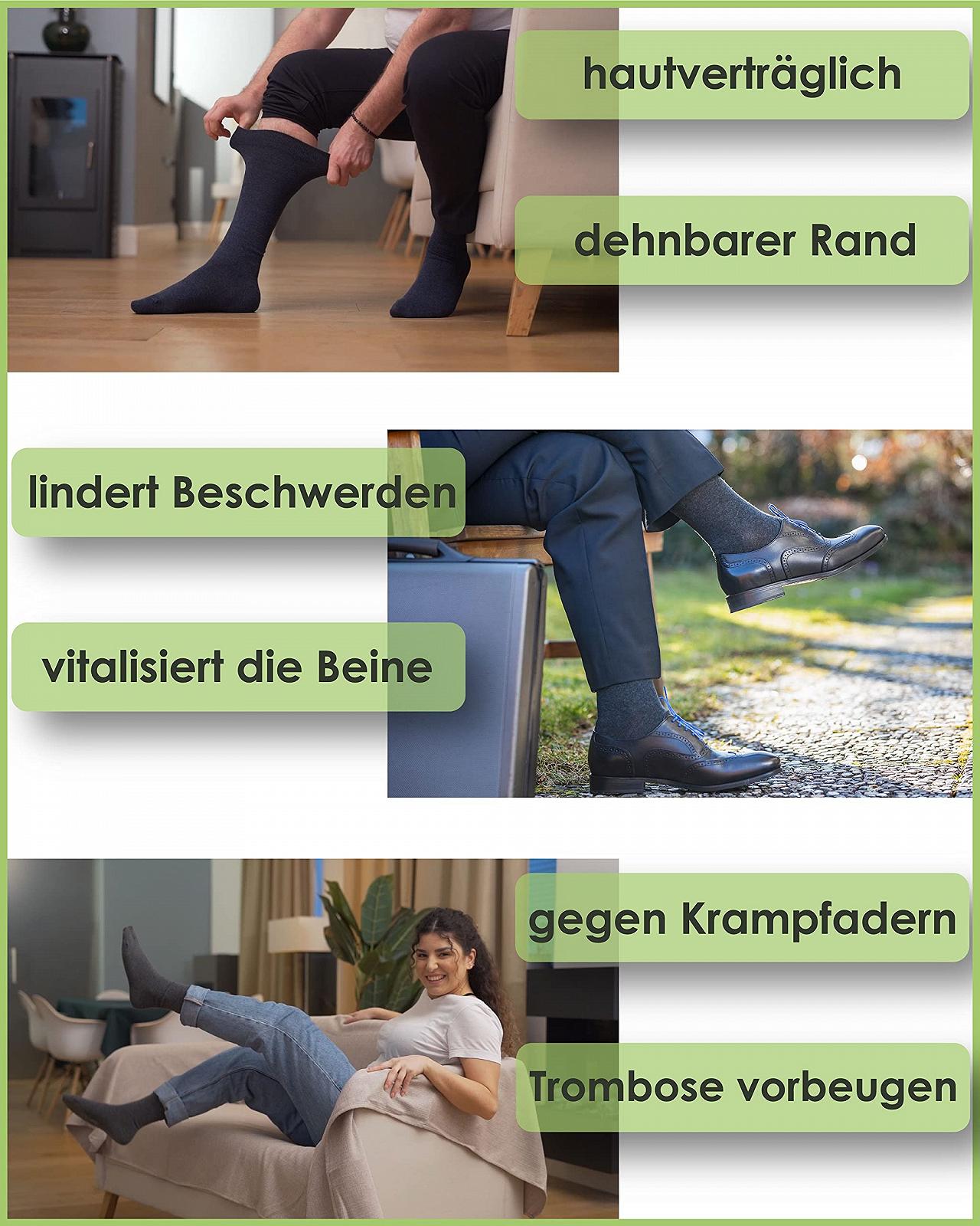 Компрессионные носки Хлопок 3 пары для мужчин и женщин для длительного сидения и стояния, полетов, офиса, автомобиля, фото №4 Компрессионные носки Хлопок 3 пары для мужчин и женщин для длительного сидения и стояния, полетов, офиса, автомобиля, фото №4