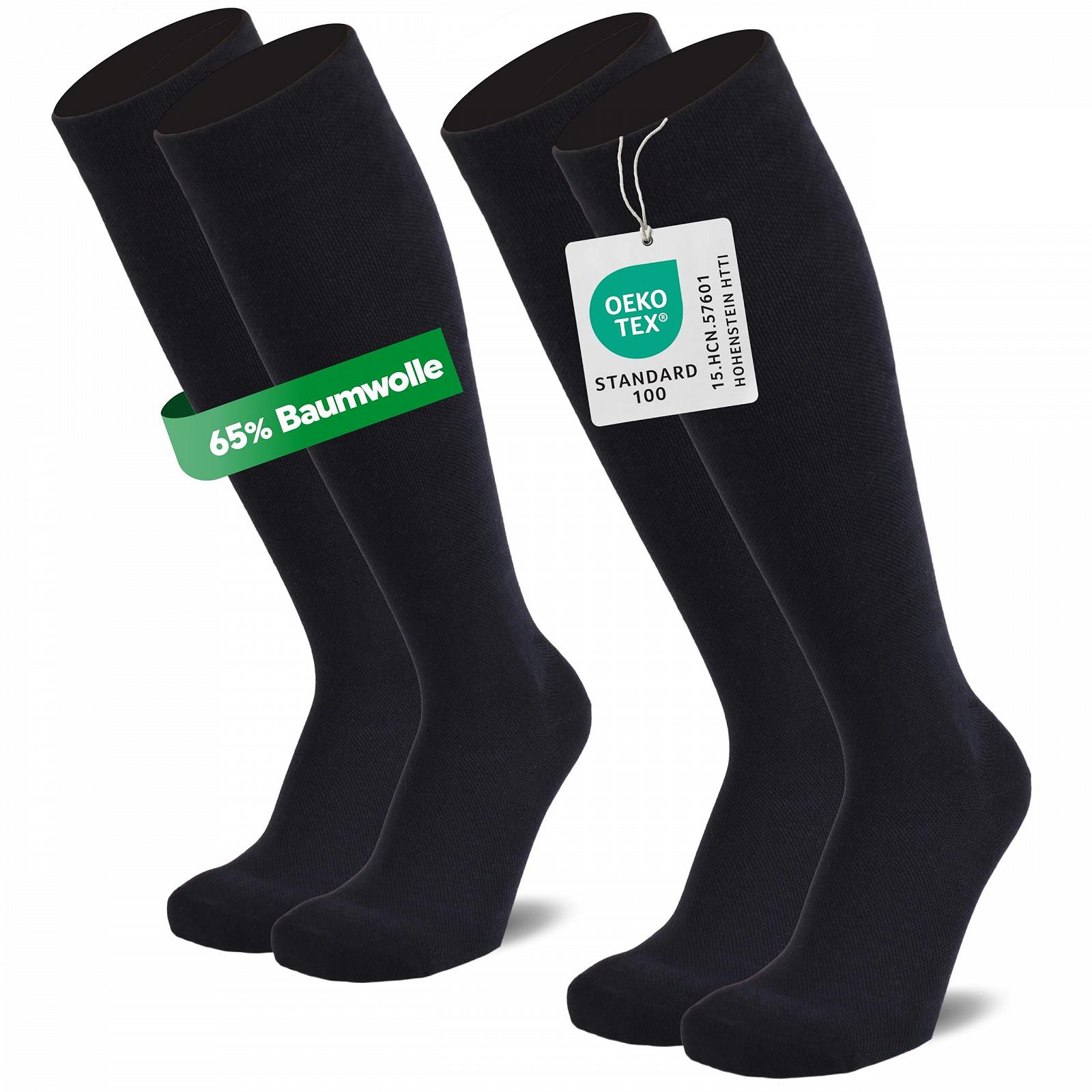 Компрессионные гольфы (2 пары) Support с компрессией, дорожные носки с 65% хлопка для мужчин и женщин - Support гольфы до колена без шва, фото №1