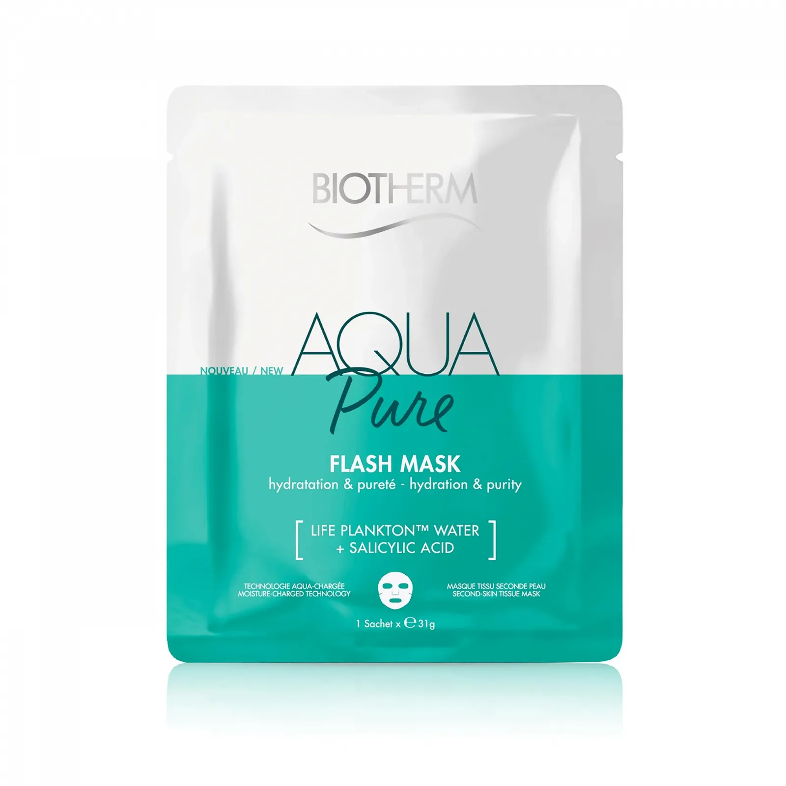 Тканевая маска Biotherm Aqua Super Mask Pure Увлажняющая маска для лица с Life Plankton и салициловой кислотой 1 x 31 г, фото №1 Тканевая маска Biotherm Aqua Super Mask Pure Увлажняющая маска для лица с Life Plankton и салициловой кислотой 1 x 31 г, фото №1