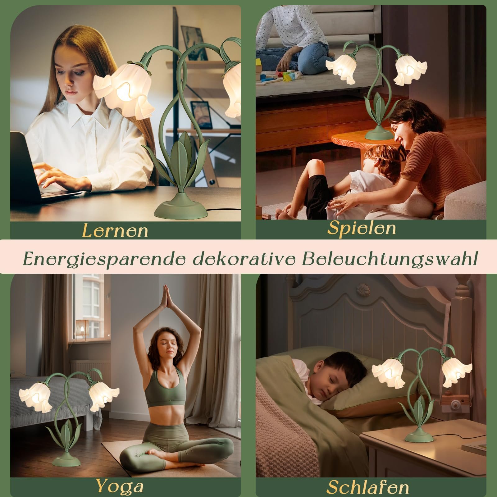 Настільна лампа Квітка Подвійна Металева Поворотна з вимикачем на кабелі, фото №9