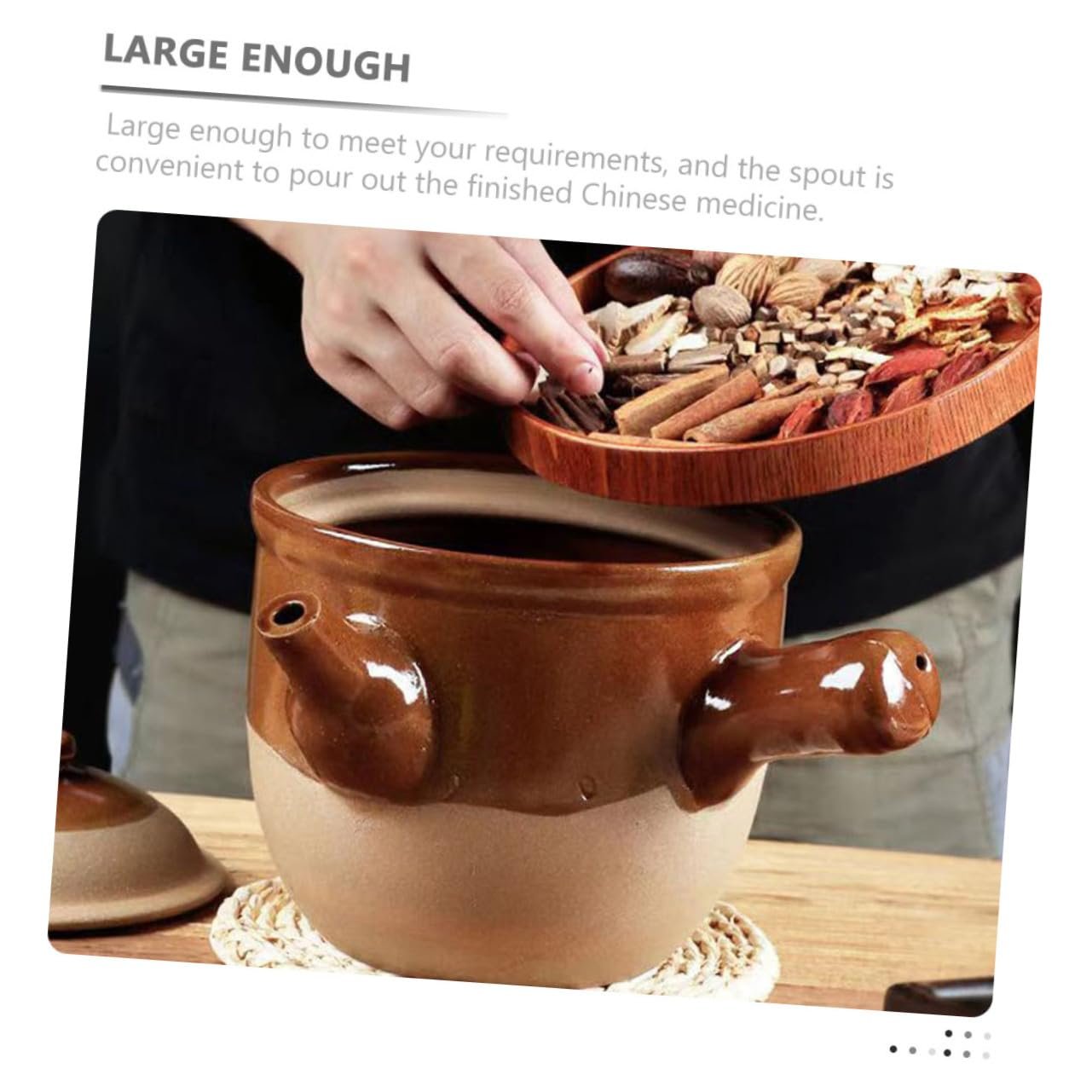 Ківш керамічний Малий з носиком та теплоізолюючою ручкою, Термостійкий, фото №5