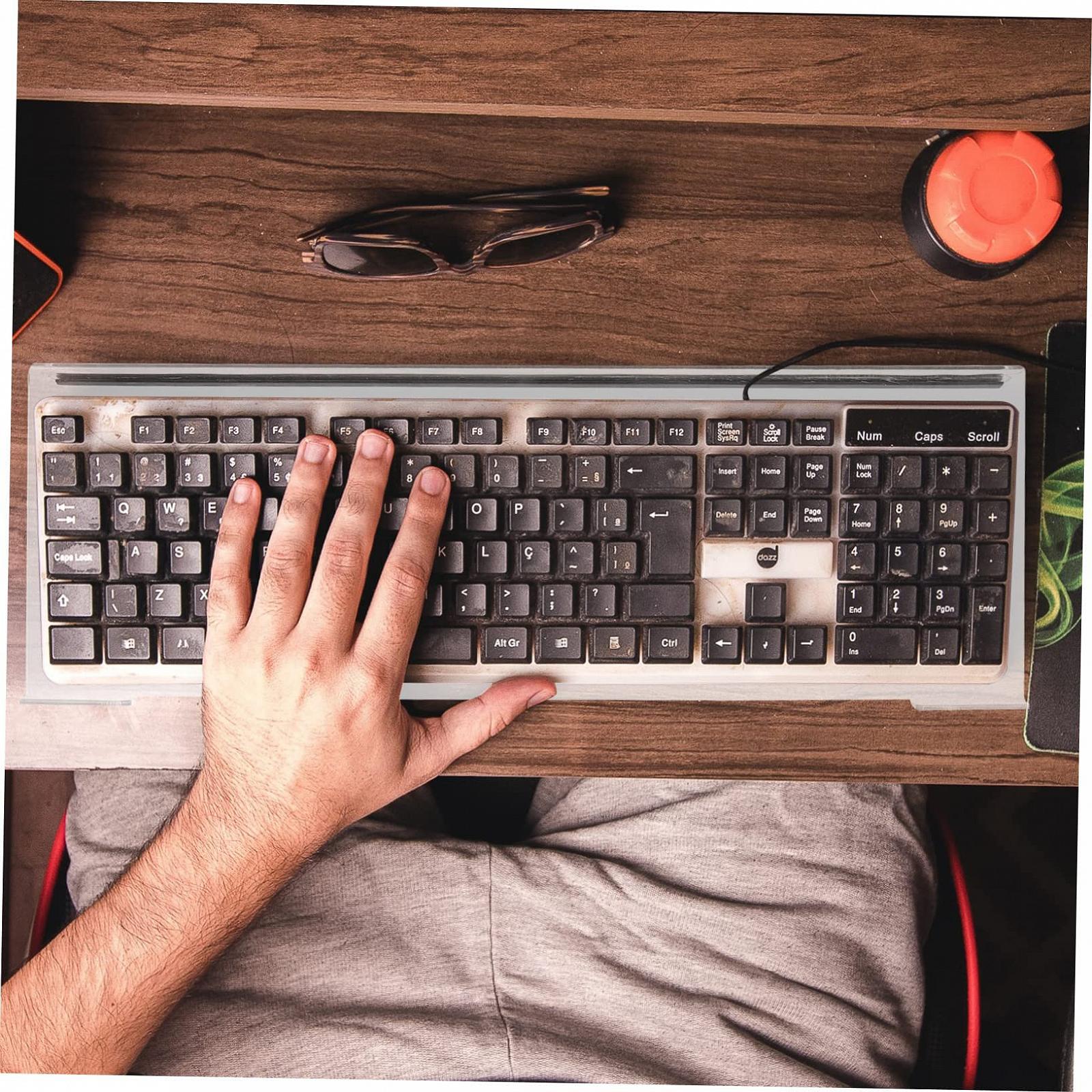 Підставка для клавіатури акрилова прозора з нековзною конструкцією, нахилена, ергономічна, підходить для різних клавіатур, різні кольори, фото №4