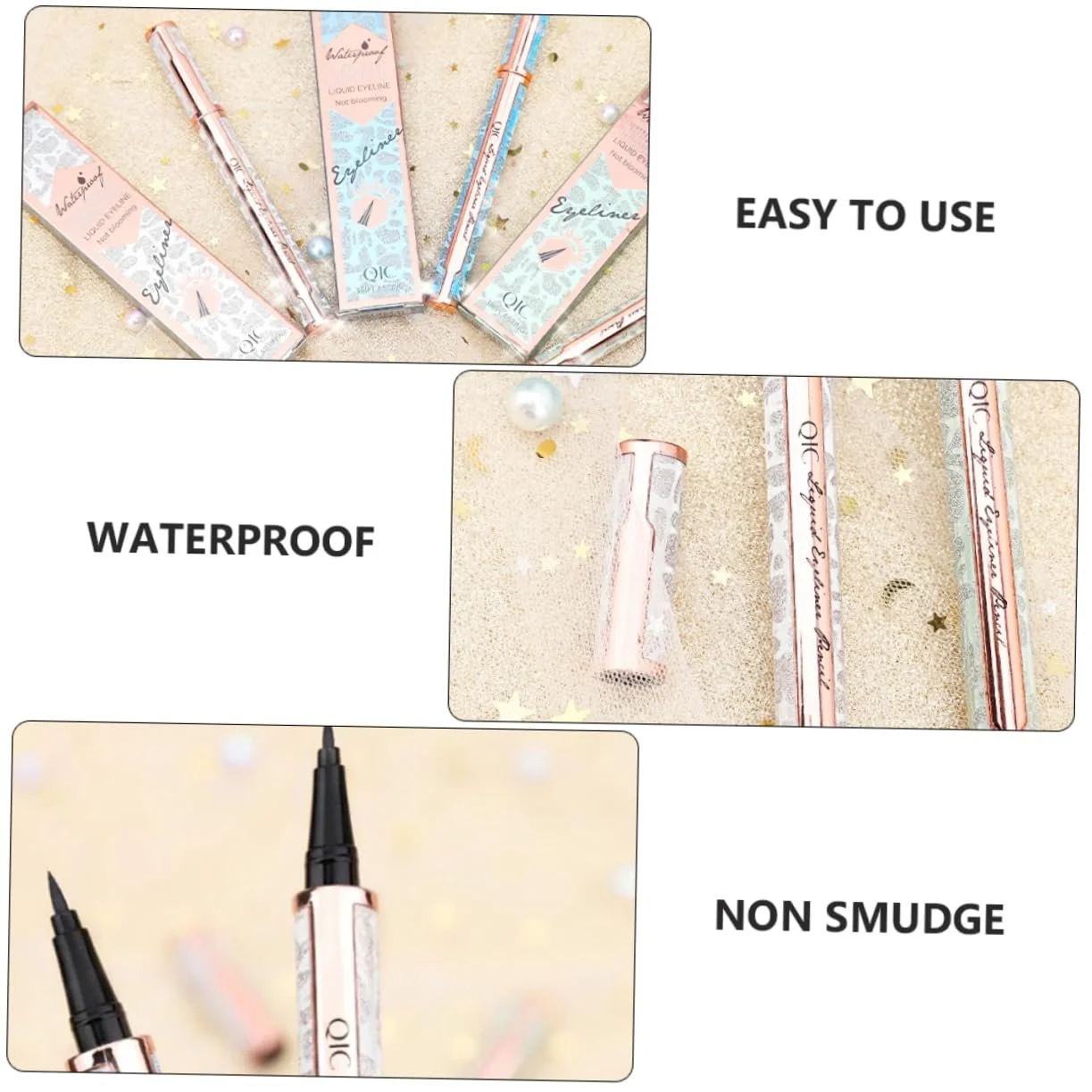 Підводка для очей Beavorty, набір, водостійка, чорна, фото №2