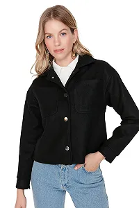 Пальто TRENDYOL Прямой Однотонный Regular synthetic.ua - Фото 1