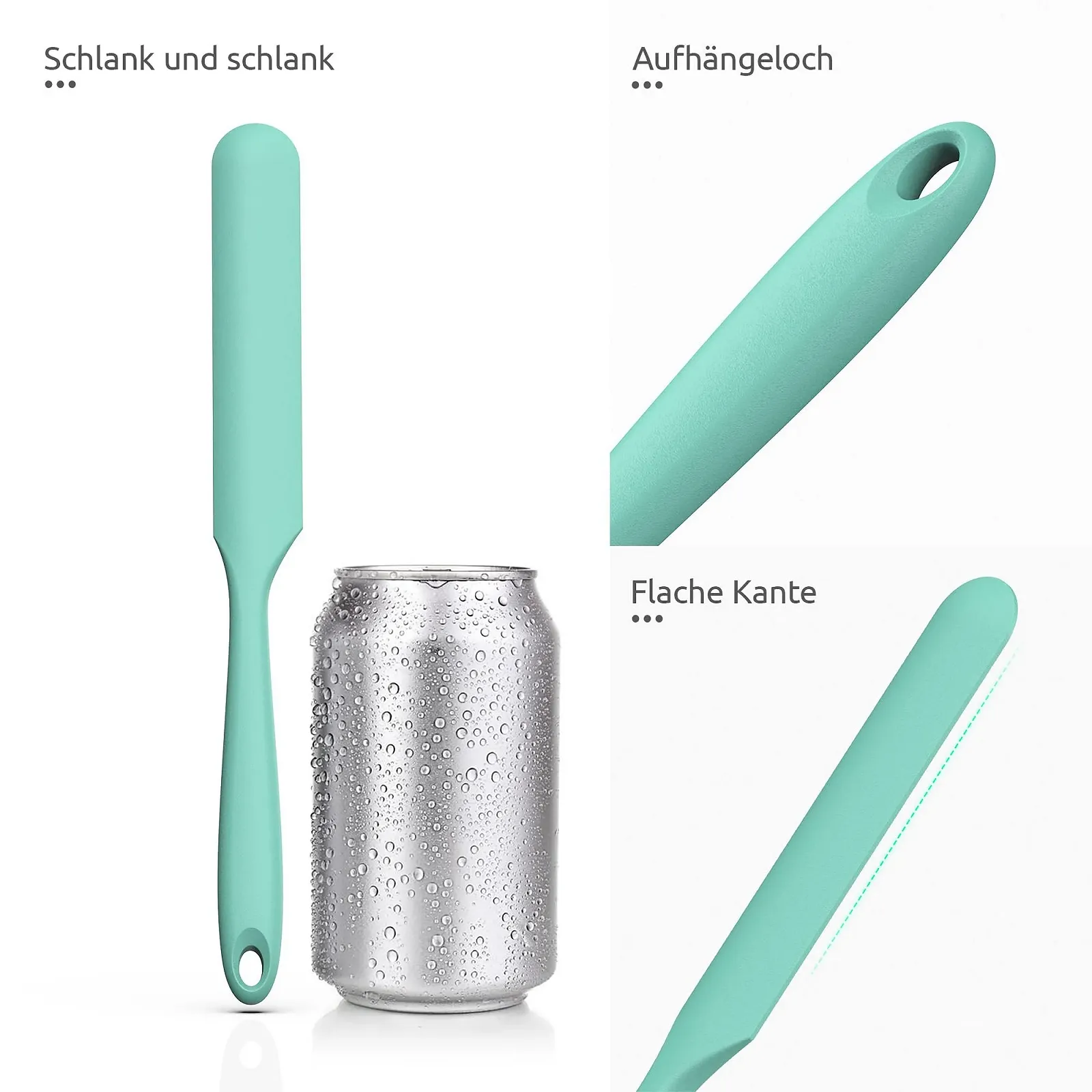 Лопатка силиконовая узкая U-Taste термостойкая 315°C Aqua Sky, фото №6