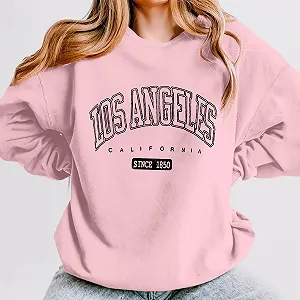 Женский свитшот с принтом Los Angeles, хлопок, длинный рукав, круглый вырез, однотонный, легкий synthetic.ua - Фото 1