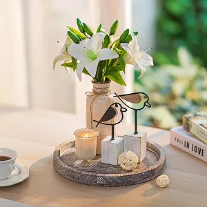 Дерев'яний Піднос Круглий для Декору Romadedi 30 см Піднос для Свічок synthetic.ua - Фото 1