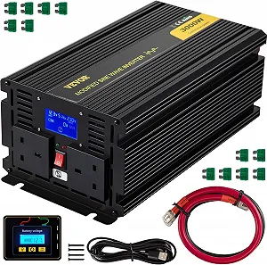 Модифікований синусоїдальний інвертор VEVOR 3000 Вт DC12V до AC240V LCD дісплей Чорний - Фото 1