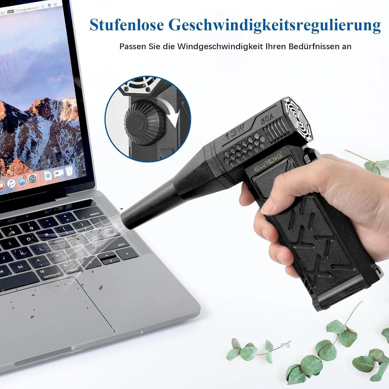 Електричний очищувач стисненим повітрям ELUTENG Плавне регулювання швидкості 130 000 RPM 8000 mAh, фото №3 Електричний очищувач стисненим повітрям ELUTENG Плавне регулювання швидкості 130 000 RPM 8000 mAh, фото №3