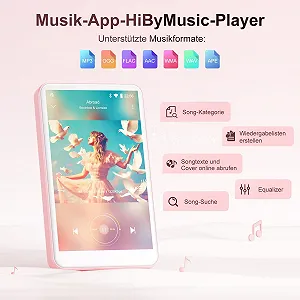MP3 плеер Oilsky 80GB Bluetooth, WiFi, 4 дюйма, 1080P, сенсорный экран, розовый synthetic.ua - Фото 1