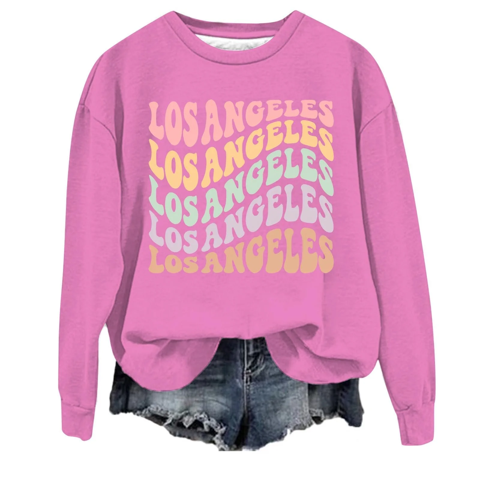 Женский свитшот с графическим принтом Los Angeles California, круглый вырез, принт с буквами, повседневный, винтажный, Backwoods, одежда, College, Y2K, фото №1