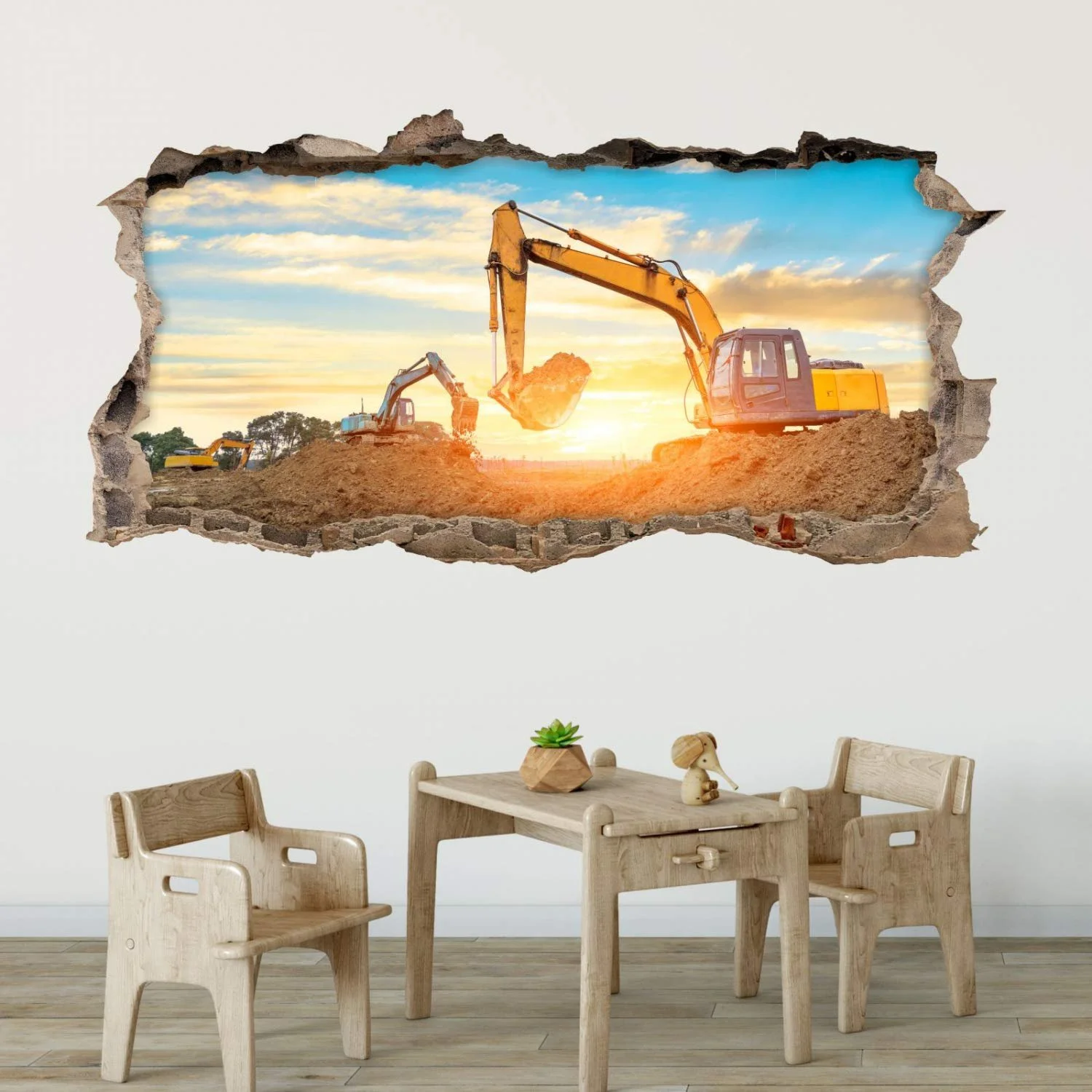Наклейка на стіну 177 Екскаватор Діра в стіні Будівельний майданчик 1000 x 500 мм, фото №3 Наклейка на стіну 177 Екскаватор Діра в стіні Будівельний майданчик 1000 x 500 мм, фото №3