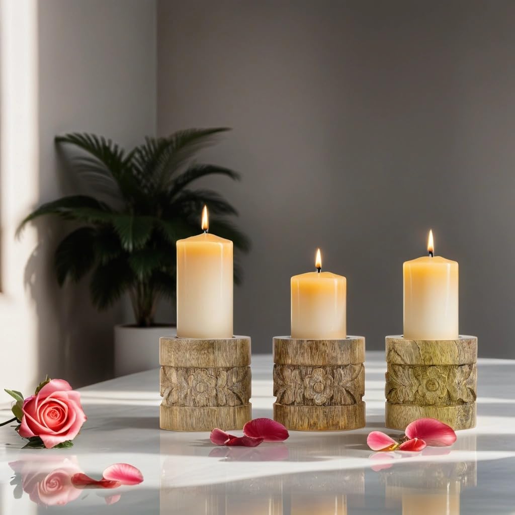 Підсвічники Luja Marrakech Boho Carved Wood 7.5 cm великі набір 3 штук декоративні, фото №4 Підсвічники Luja Marrakech Boho Carved Wood 7.5 cm великі набір 3 штук декоративні, фото №4