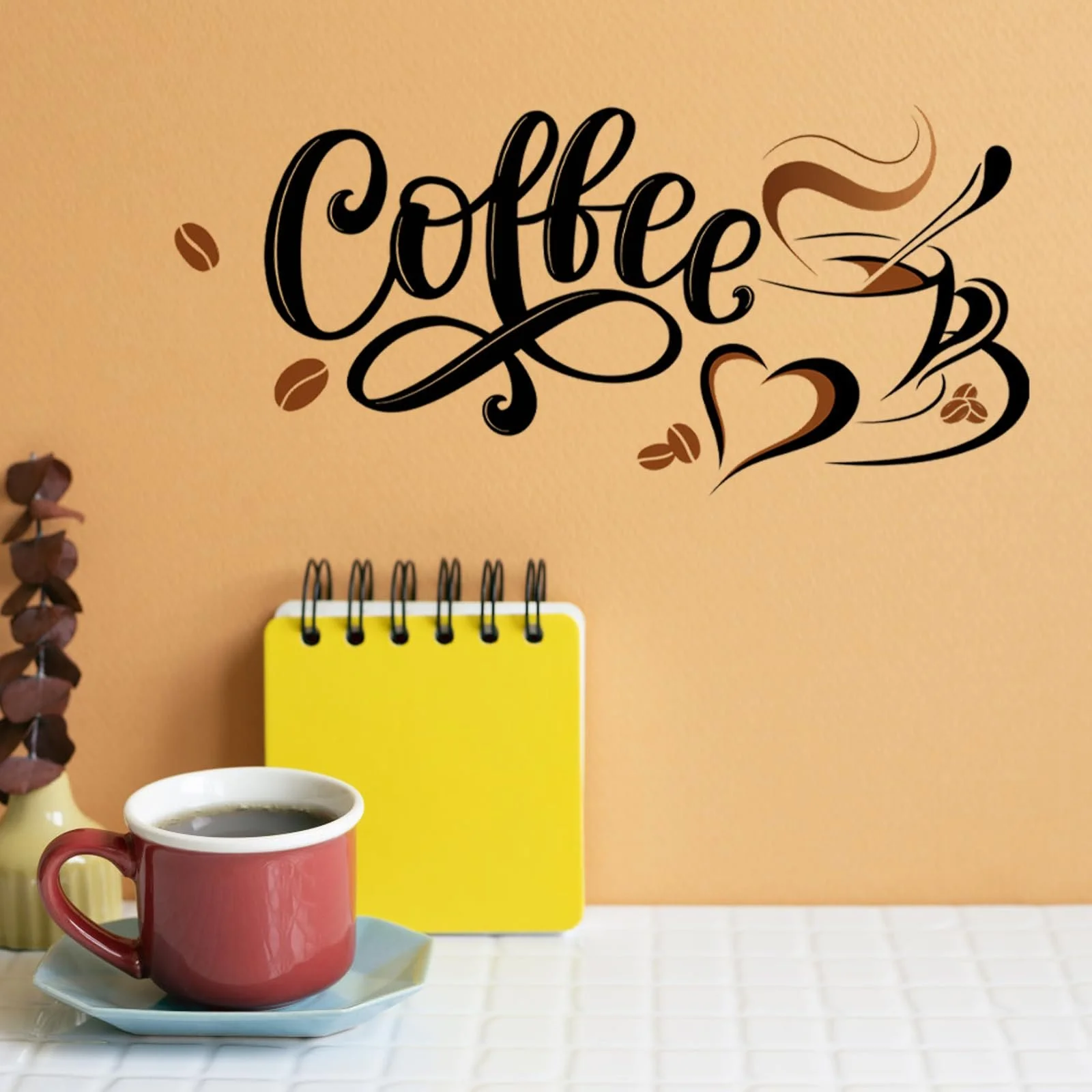 Наклейка на стіну 40 x 38 см самоклеюча для кухні Кавові зерна, фото №5