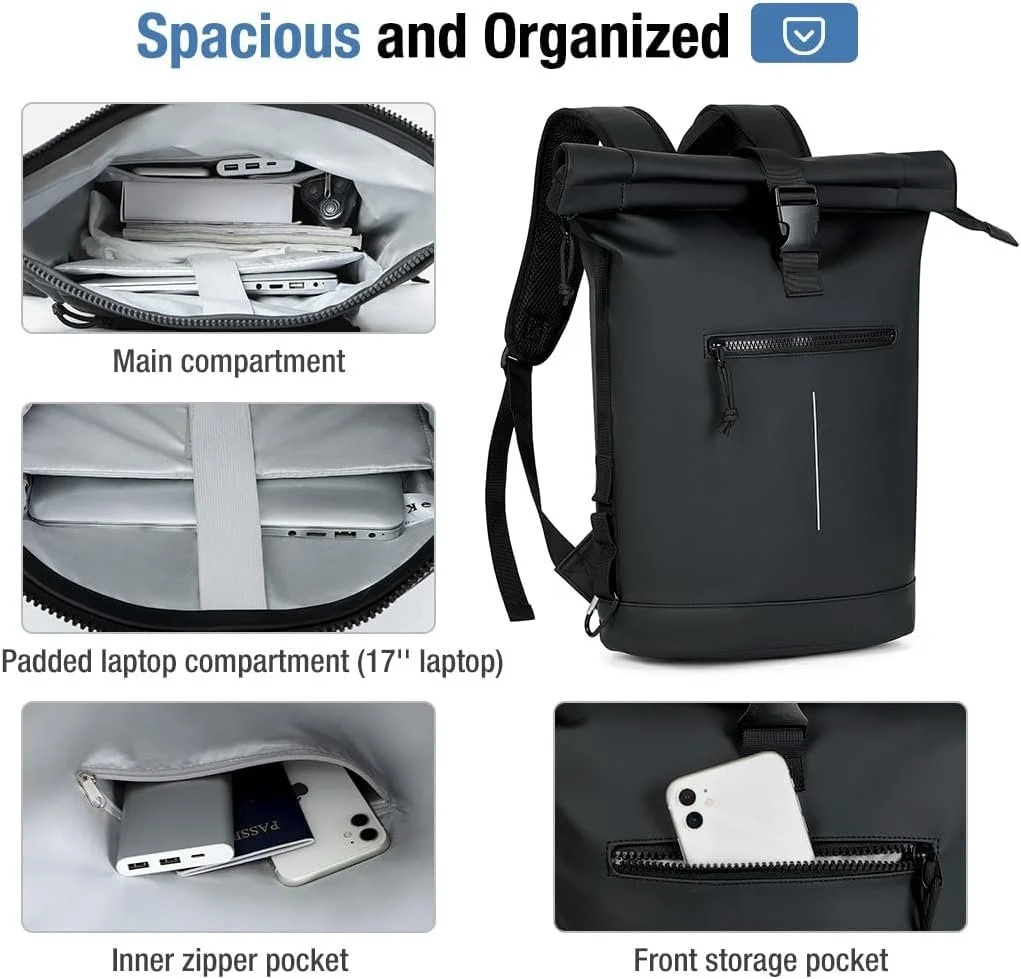 Рюкзак Roll-Top 17" Waterproof Lightweight L Black, фото №3 Рюкзак Roll-Top 17" Waterproof Lightweight L Black, фото №3