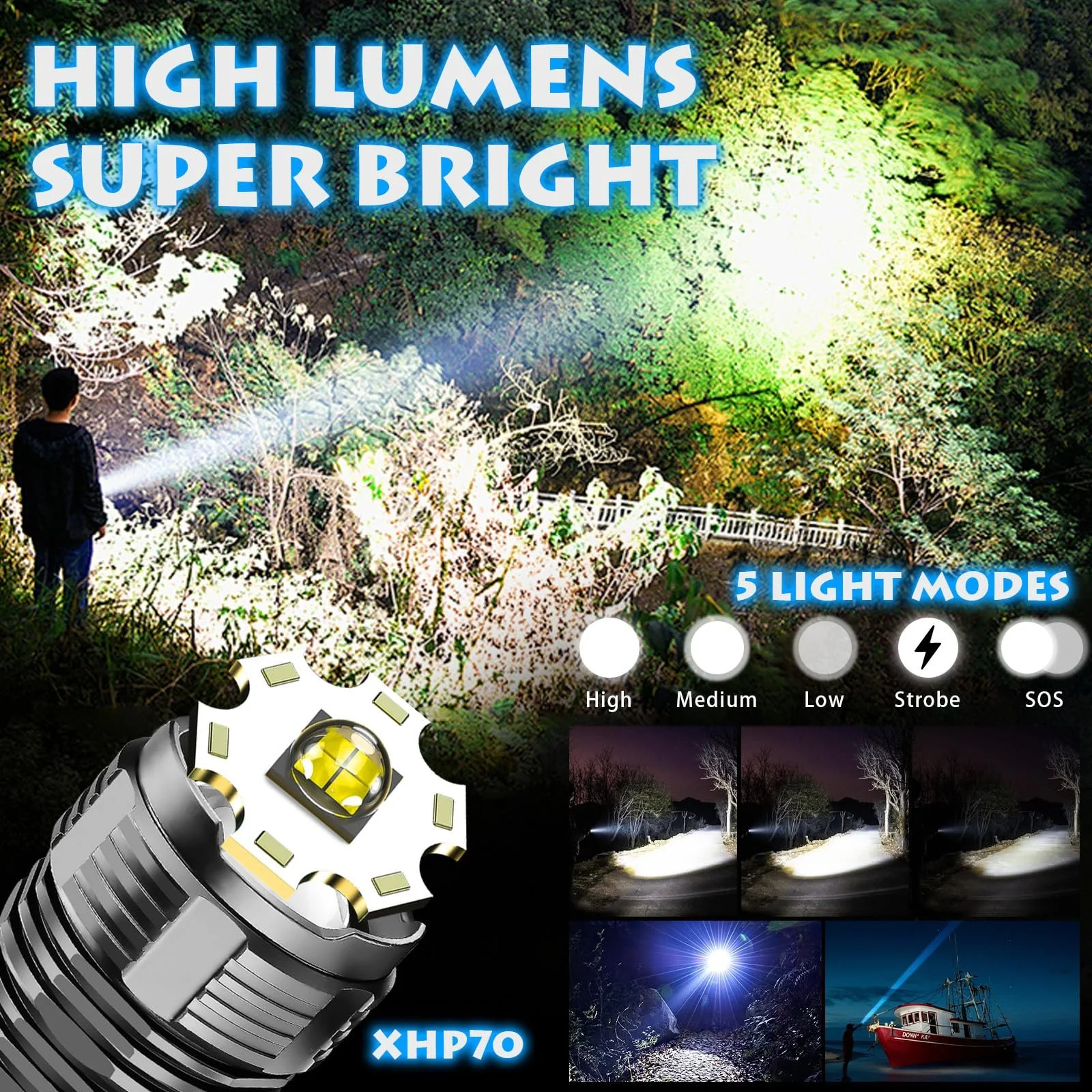 Ліхтар LED Акумуляторний 12000 Лм, Лампа для майстерні 5 режимів з функцією масштабування, Надзвичайно яскраві ліхтарі з РК-дисплеєм для ремонту автомобілів, надзвичайних ситуацій на відкритому повітрі, фото №2 Ліхтар LED Акумуляторний 12000 Лм, Лампа для майстерні 5 режимів з функцією масштабування, Надзвичайно яскраві ліхтарі з РК-дисплеєм для ремонту автомобілів, надзвичайних ситуацій на відкритому повітрі, фото №2