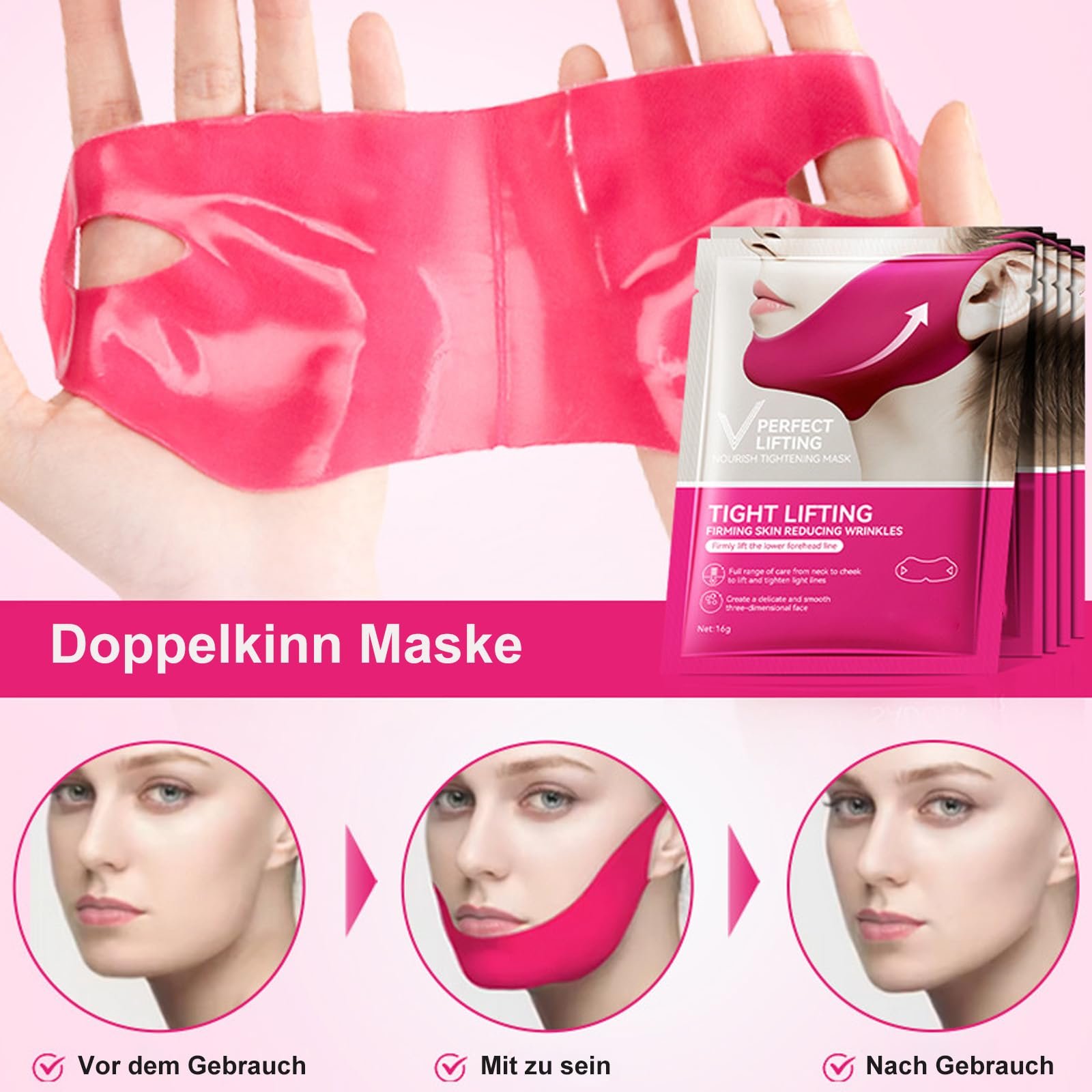 Маска для подтяжки подбородка Soleneva 6 x Tight Lifting Double Chin Mask, для формирования V-образной линии лица, фото №3