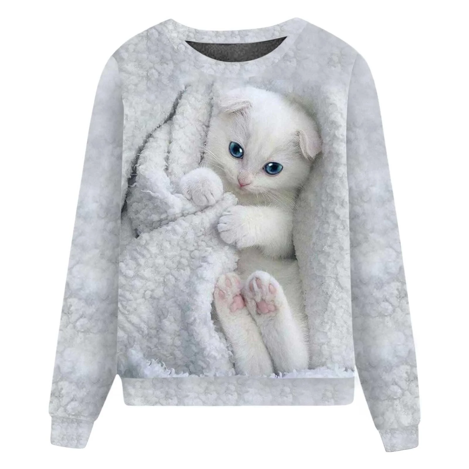 Світшот з кошеням для жінок, модний вільний крій, фото №1