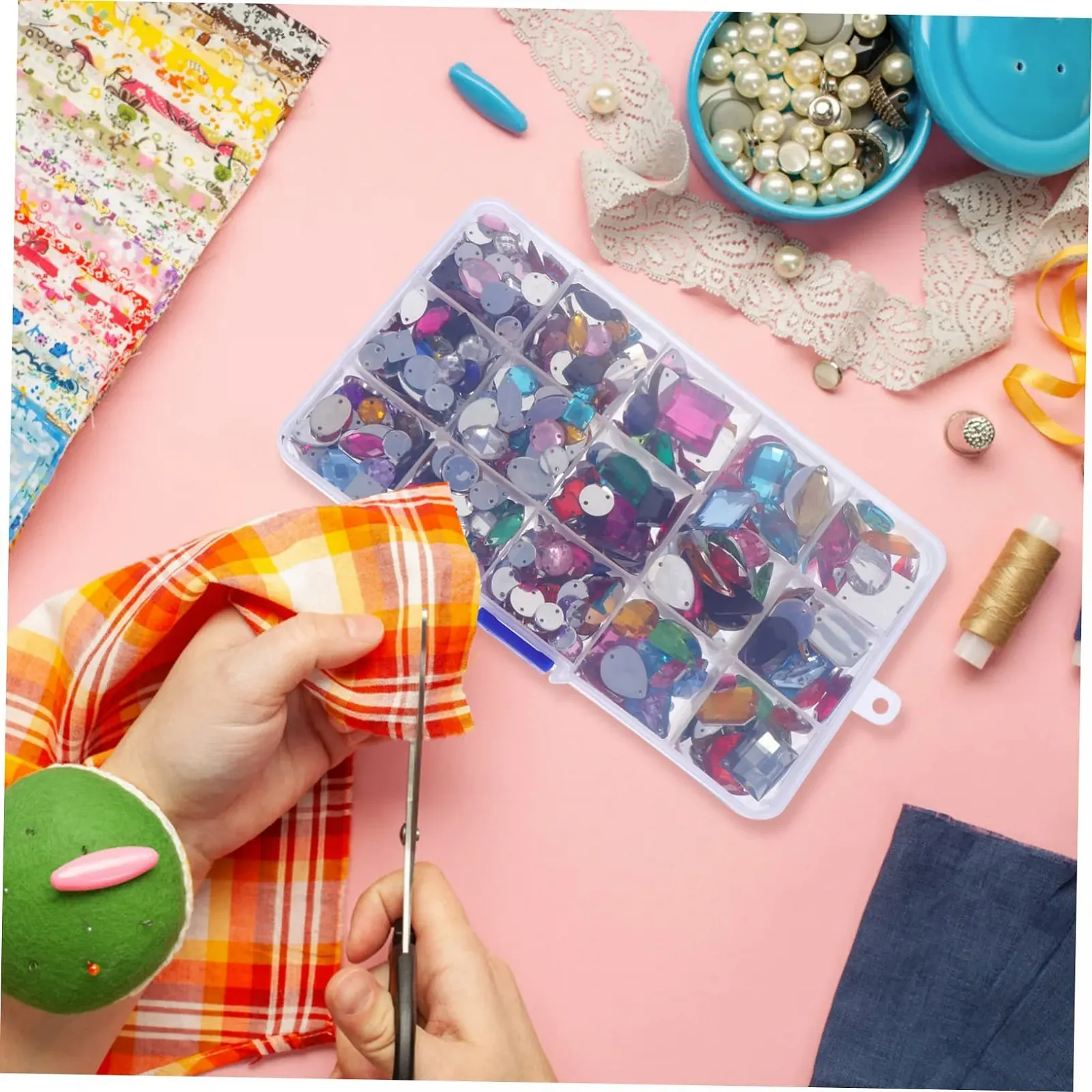 Стрази Плоскі Різнокольорові Акрилові з коробкою для зберігання, фото №9