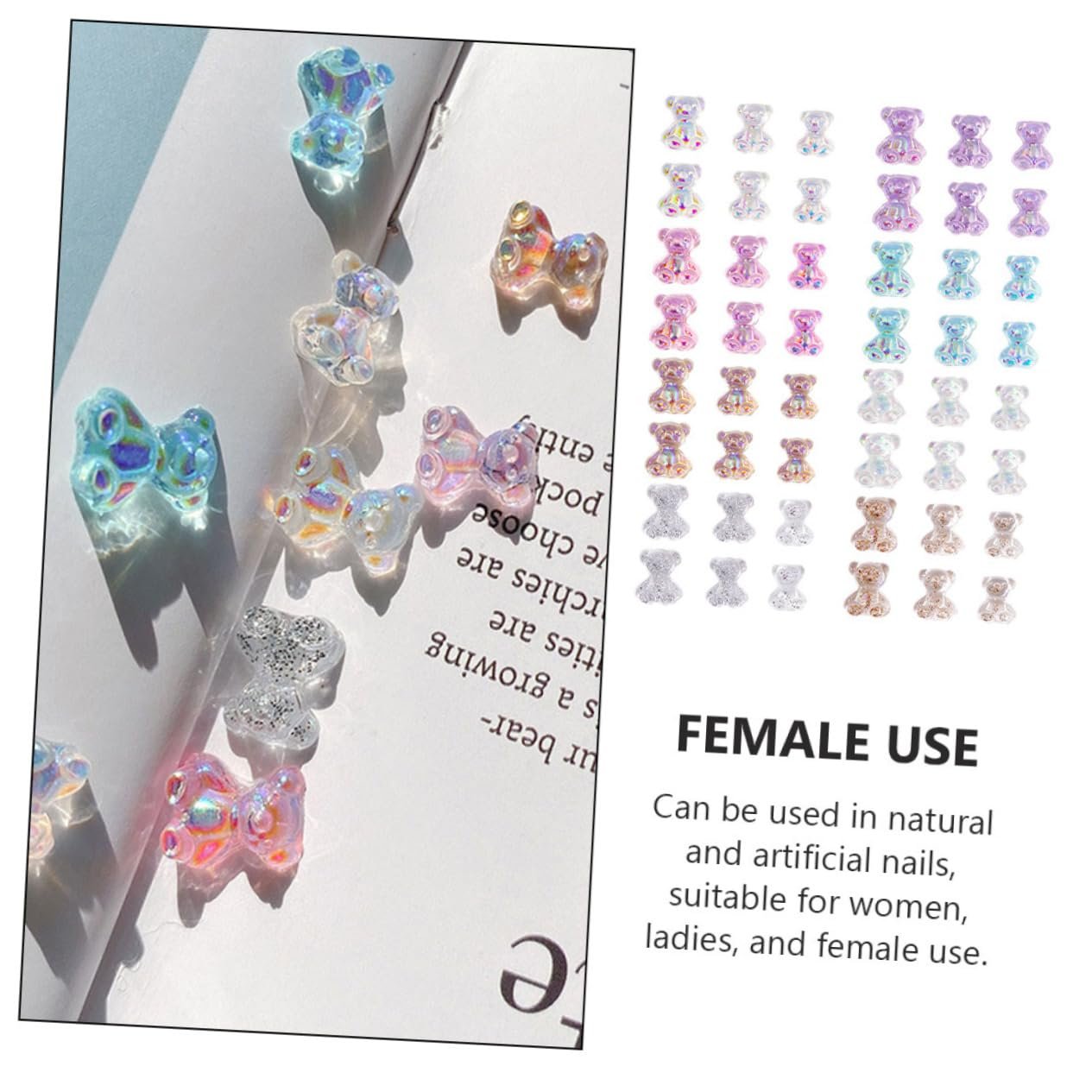Прикраса для нігтів Ведмідь Amosfun 100 шт, прикраси для манікюру у формі ведмедя, полімерні наклейки, фото №5