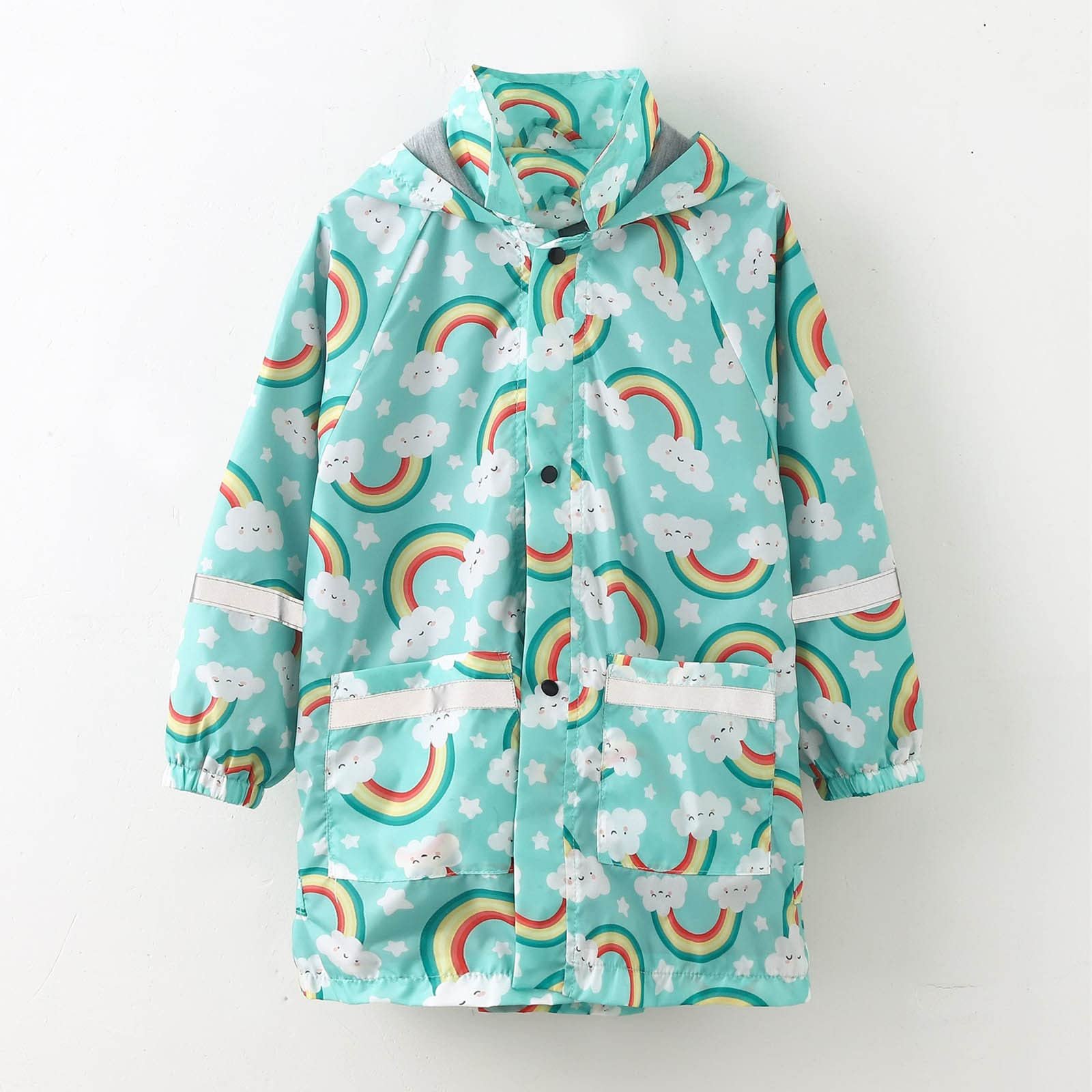 Плащ дождевой для девочки, детский, ветрозащитный, с капюшоном, рисунок 211Y, мультяшный принт, обезьяна, фото №5