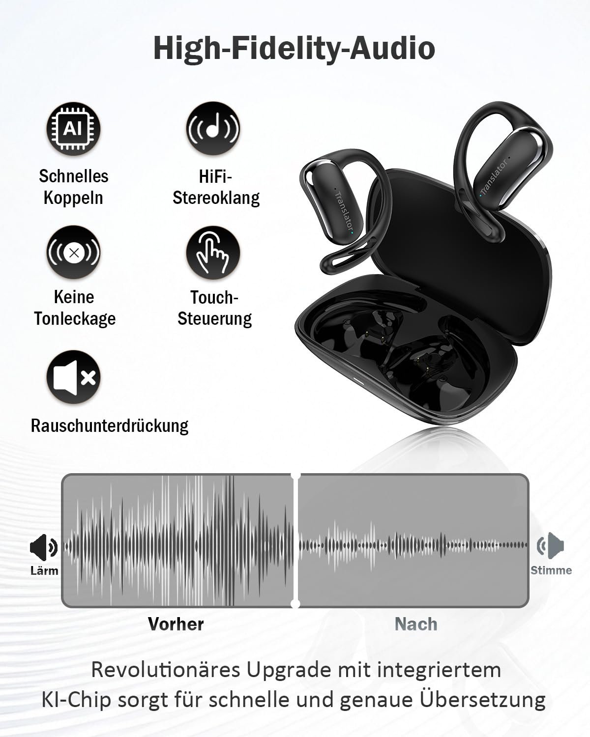 Навушники-перекладачі Ai, без Інтернету, 144 мовами в реальному часі з додатком, фото №5 Навушники-перекладачі Ai, без Інтернету, 144 мовами в реальному часі з додатком, фото №5