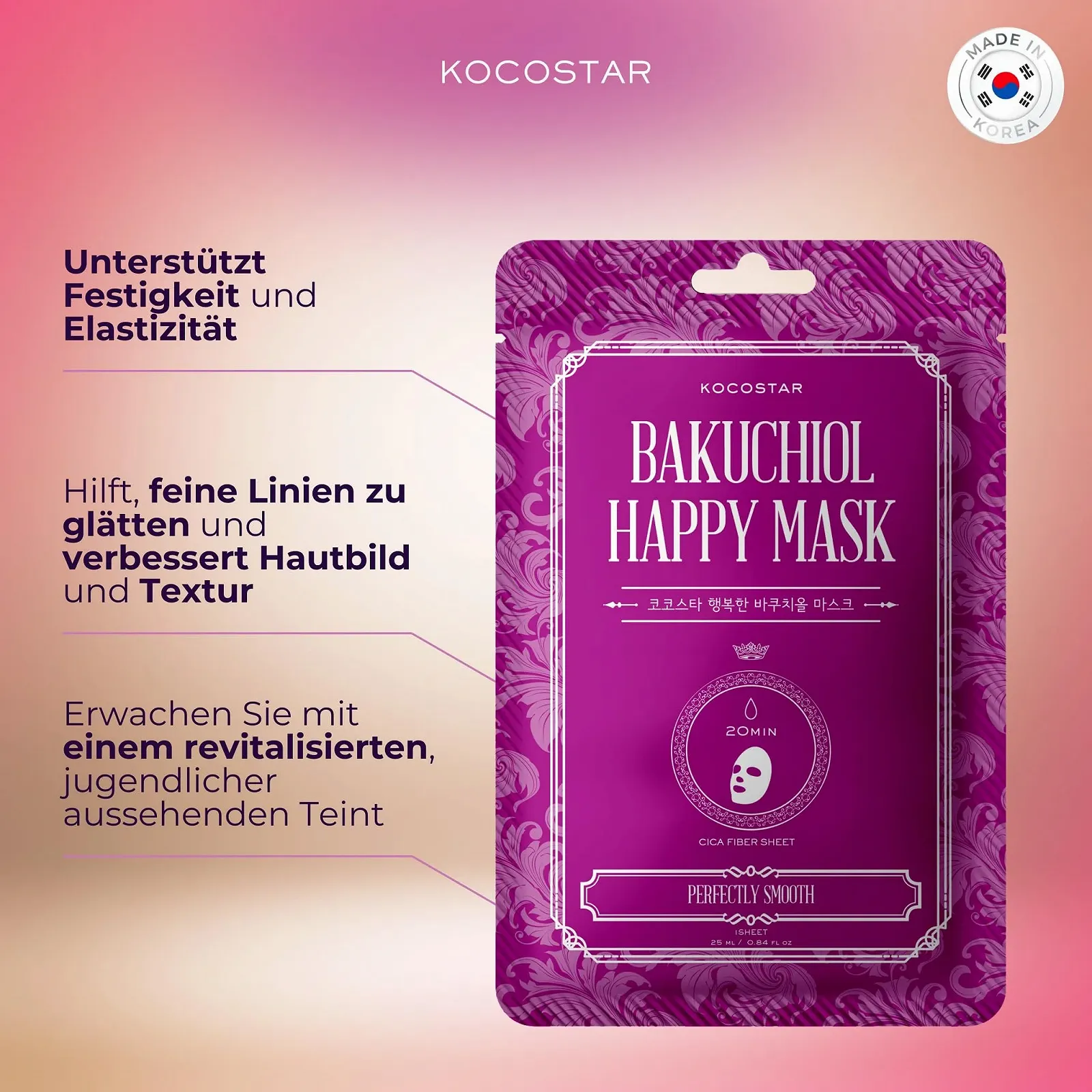 Маска для обличчя KOCOSTAR Bakuchiol Happy - балансуюча корейська маска, фото №6