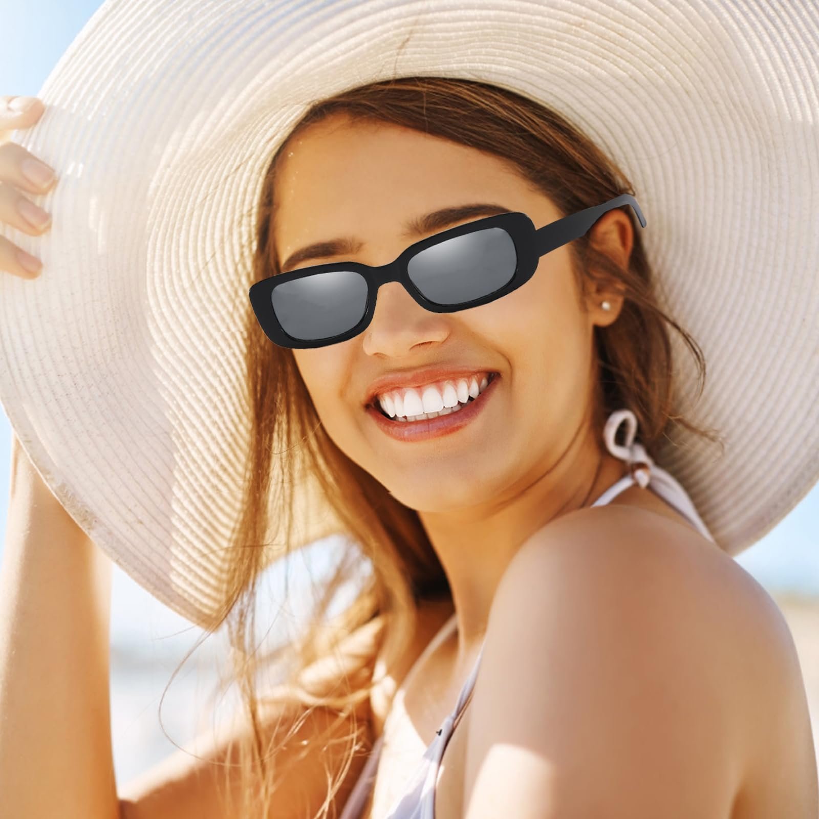 Сонцезахисні окуляри прямокутні вінтажні DHWEKU набір 4 шт, різнокольорові, фото №5