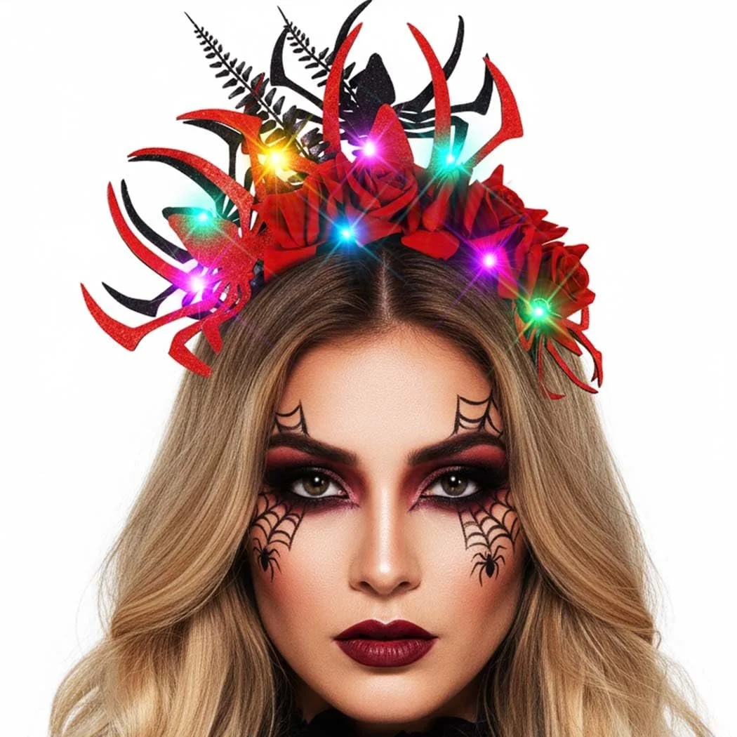 Хелловін Обруч Reaky Квіти Червоний, фото №2