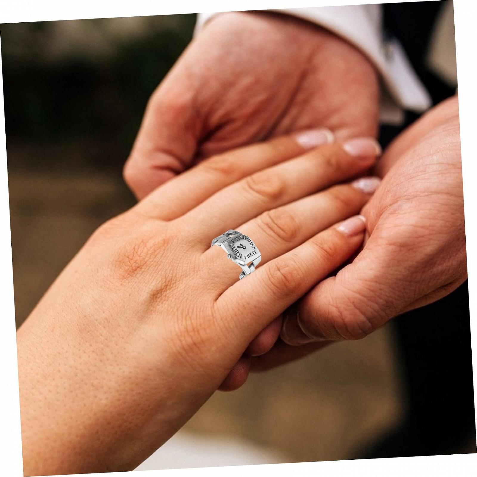 Кольцо-часы Healvian с римскими цифрами, регулируемое, винтажное, 2 шт., фото №4