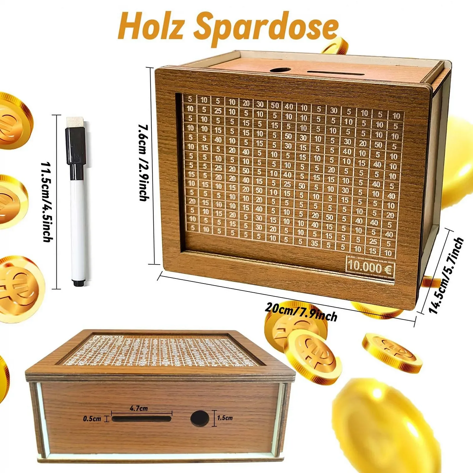 Скарбничка Wooden з лічильником 10 000 Євро Ретро, фото №2