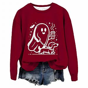 Хеллоуин Толстовка Женская Милое Привидение с длинными рукавами Тыква Футболка Страшные Хеллоуинские наряды synthetic.ua - Фото 1