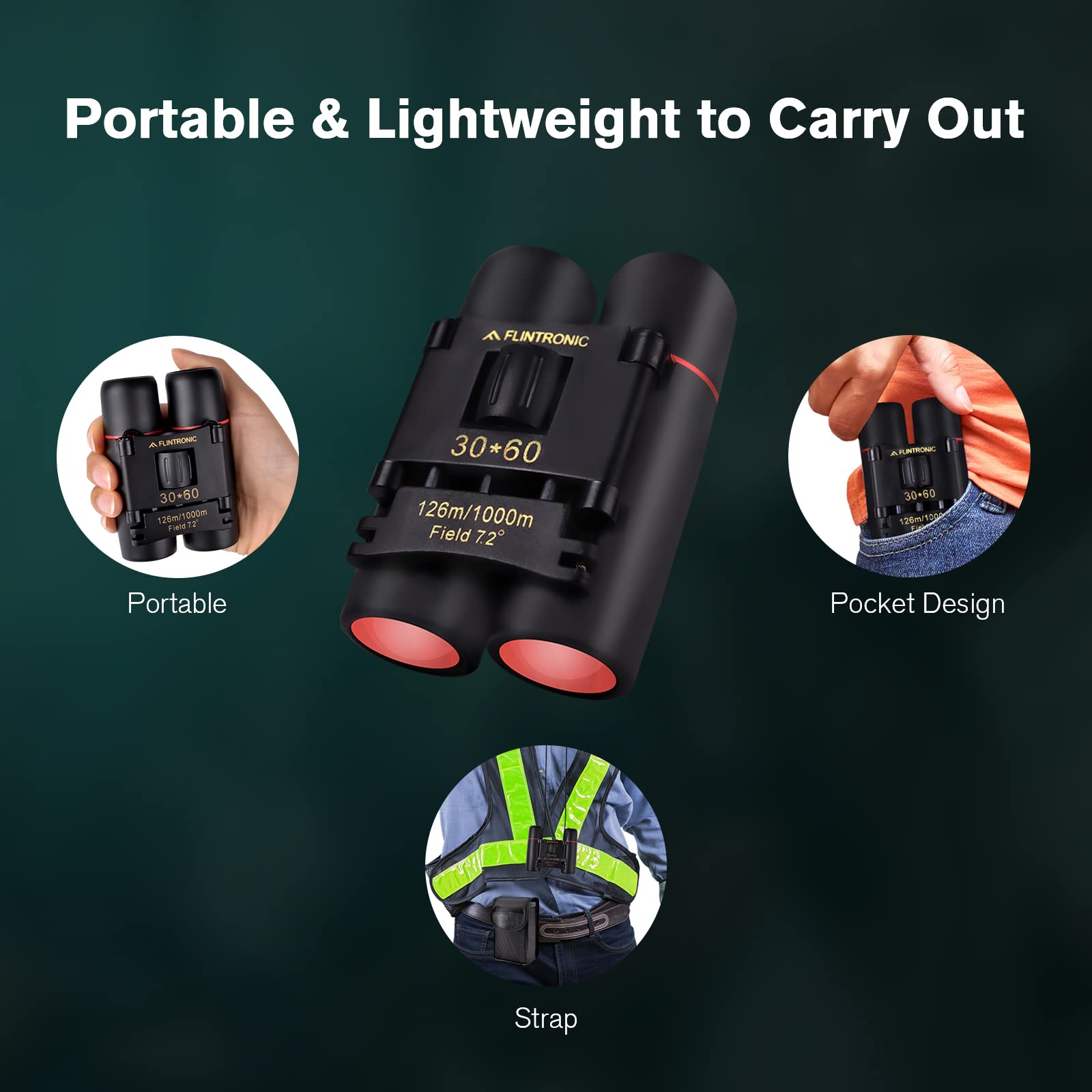 Бинокль Flintronic 30x60 Компактный Мини Черный, фото №6 Бинокль Flintronic 30x60 Компактный Мини Черный, фото №6