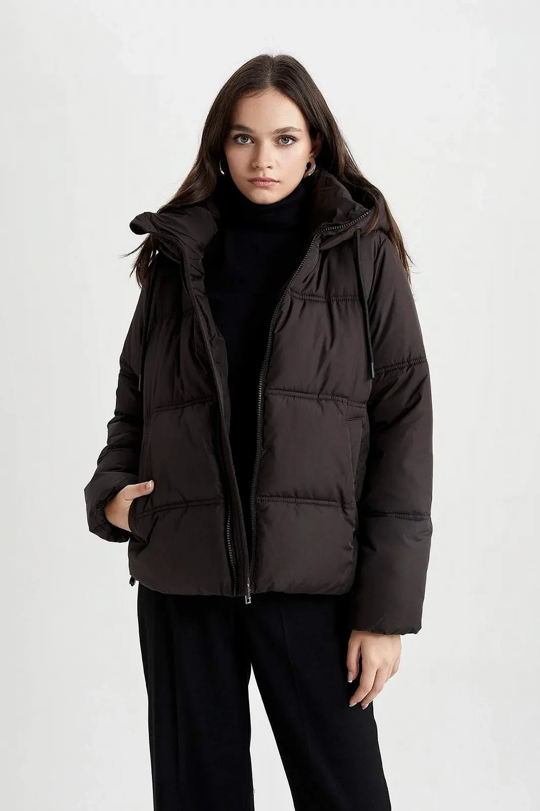 Жіноча зимова куртка Пальто DeFacto Relax Fit З капюшоном, фото №6