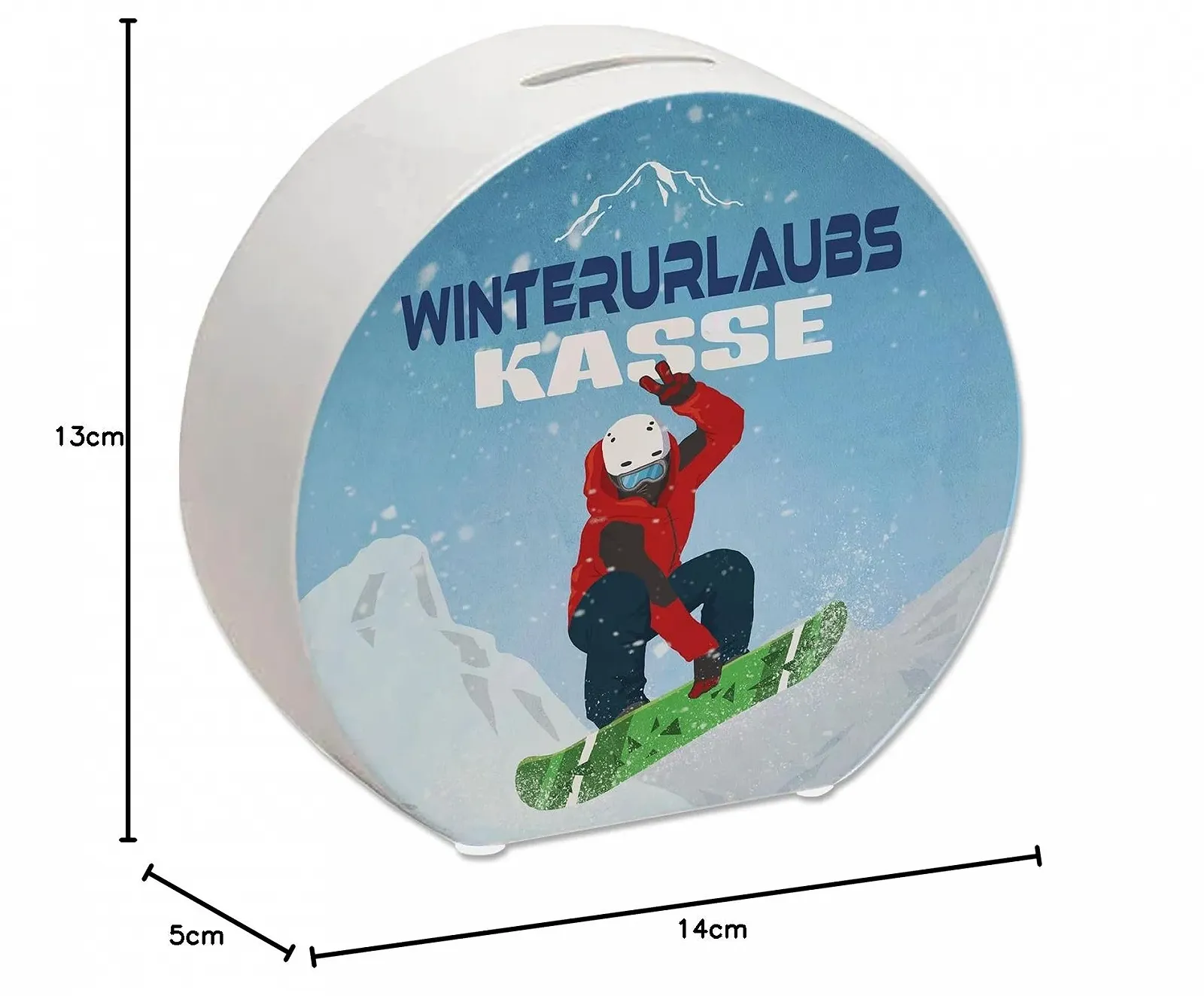 Скарбничка "Зимова відпустка" зі сноубордистом керамічна, фото №9