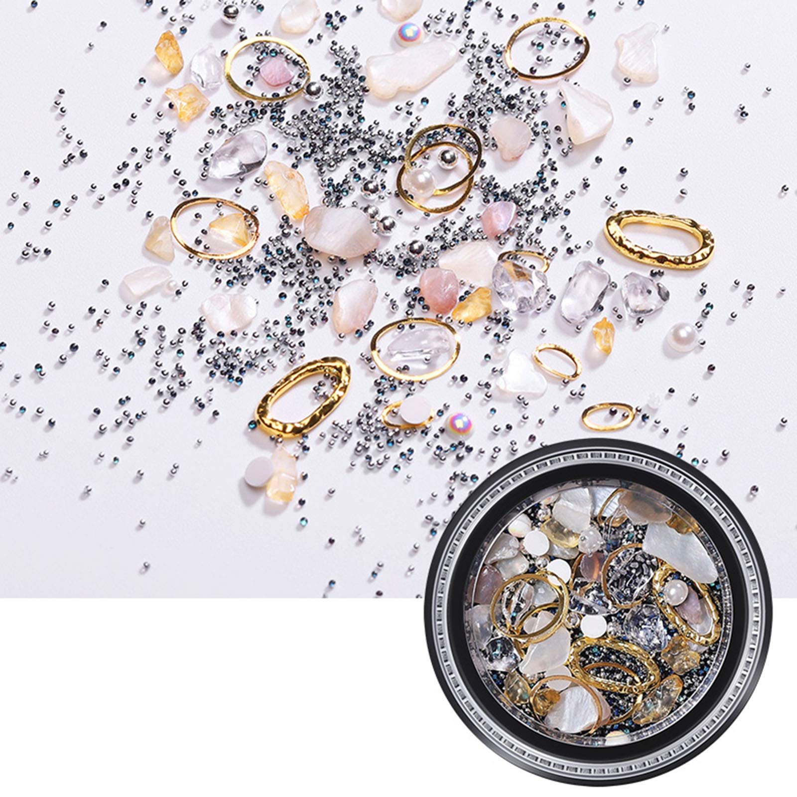 Стрази для нігтів Метал Насипані діаманти Круглі заклепки Мікс кольорів (4 коробки), фото №2