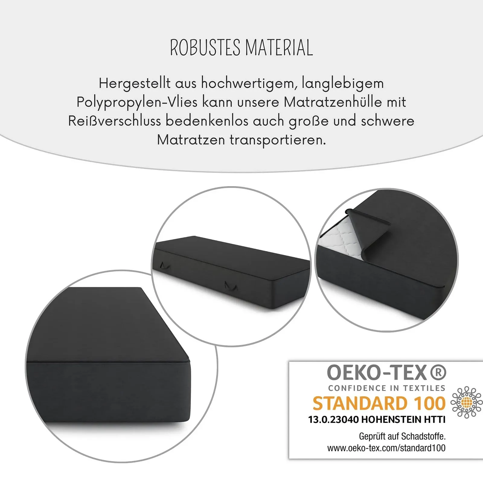 Сумка для матраса MSS e.K. 100 x 200 x 26 см, сумка для хранения матрасов с молнией и ручками для переноски, защитный, полипропилен, фото №7