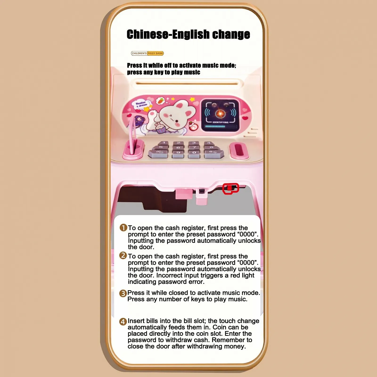 Банкомат дитячий Electronic with Music and Face Recognition Rabbit Style, фото №5